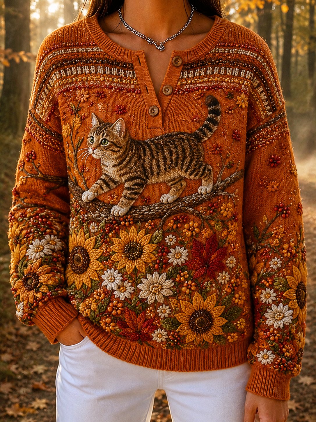 Women's Autumn Animal Print Knit Sweater