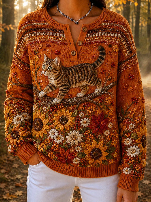 Women's Autumn Animal Print Knit Sweater