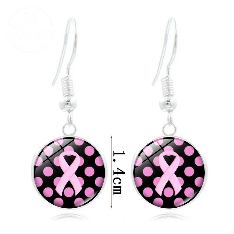 Pink Ribbon Time Gem Earrings