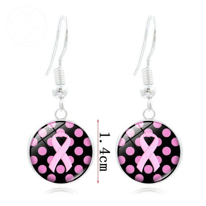Pink Ribbon Time Gem Earrings