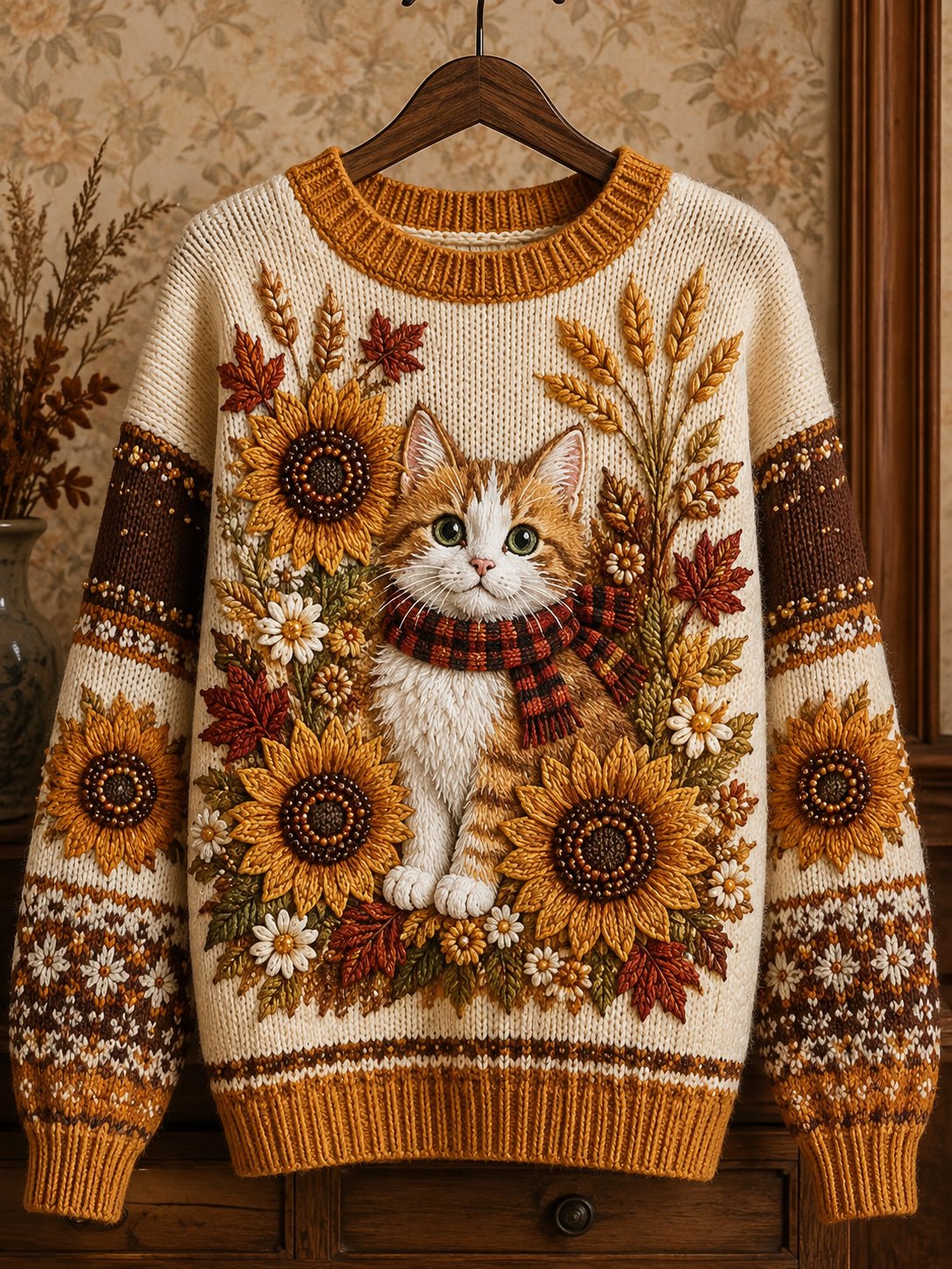 Women's Autumn Animal Print Knit Sweater