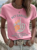 Women's Breast Cancer Awareness Printed Round Neck T-Shirt
