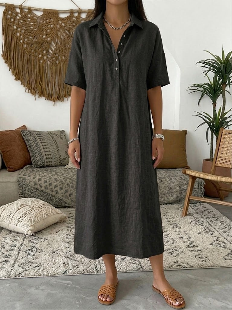 🌿Women’s Cotton Linen Polo Dress