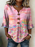 Women's Breast Cancer Awareness Print Casual Button-Down Shirt