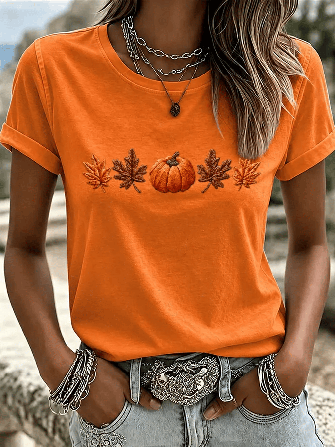 Women'S Casual Pumpkin Print Autumn Top