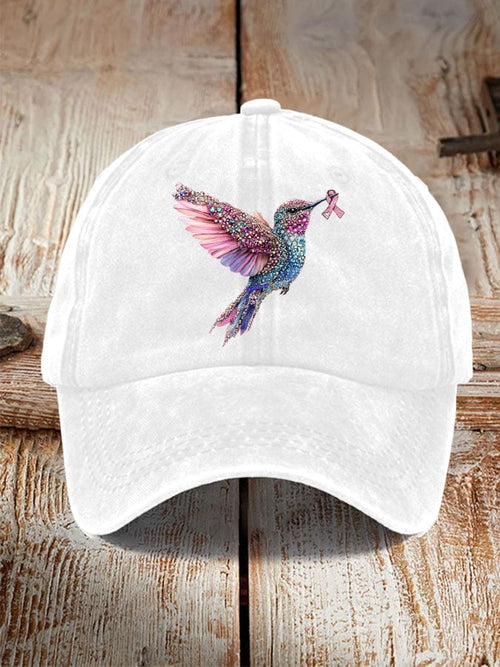 Breast Cancer Awareness Hummingbird Print Hat
