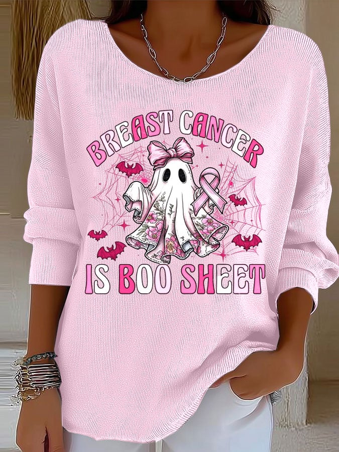 Women's Breast Cancer Print Knitted Top