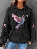 Women's Breast Cancer Hummingbird Ribbon Print Hoodie