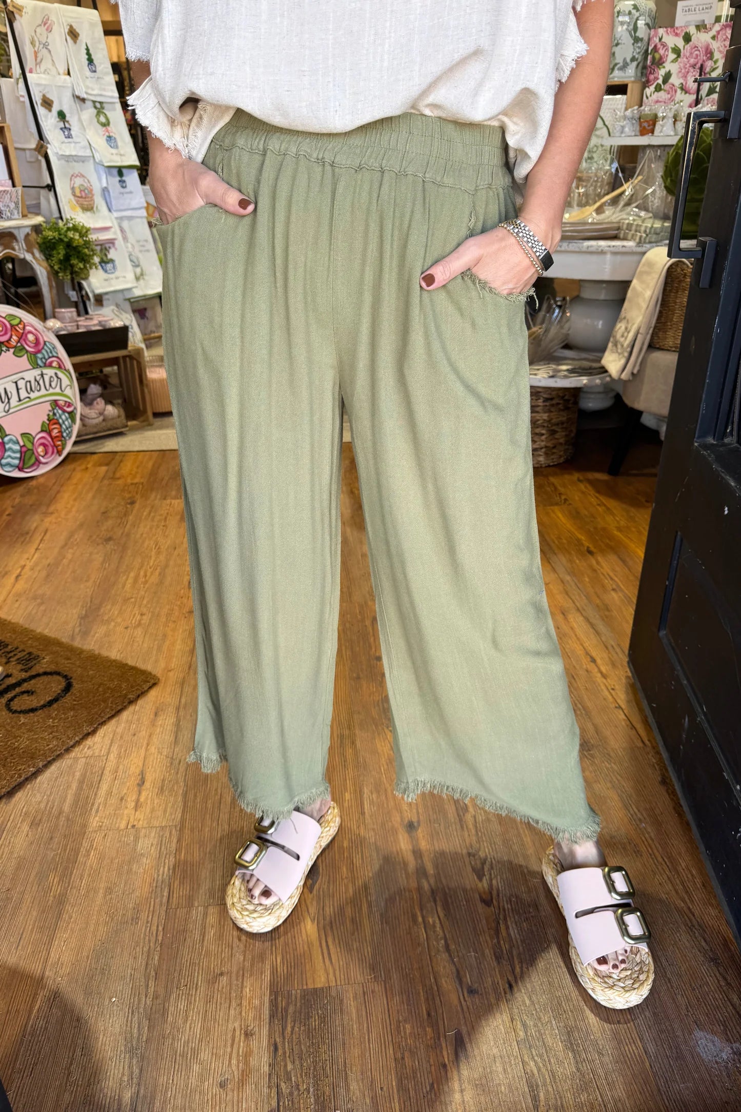 Soft Cotton Linen Cropped Pants