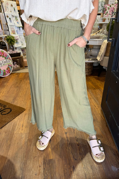 Soft Cotton Linen Cropped Pants