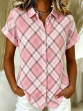 Women's Pink Plaid Short-Sleeve Shirt