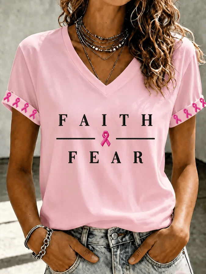 Women's Breast Cancer Awareness Print T-shirt