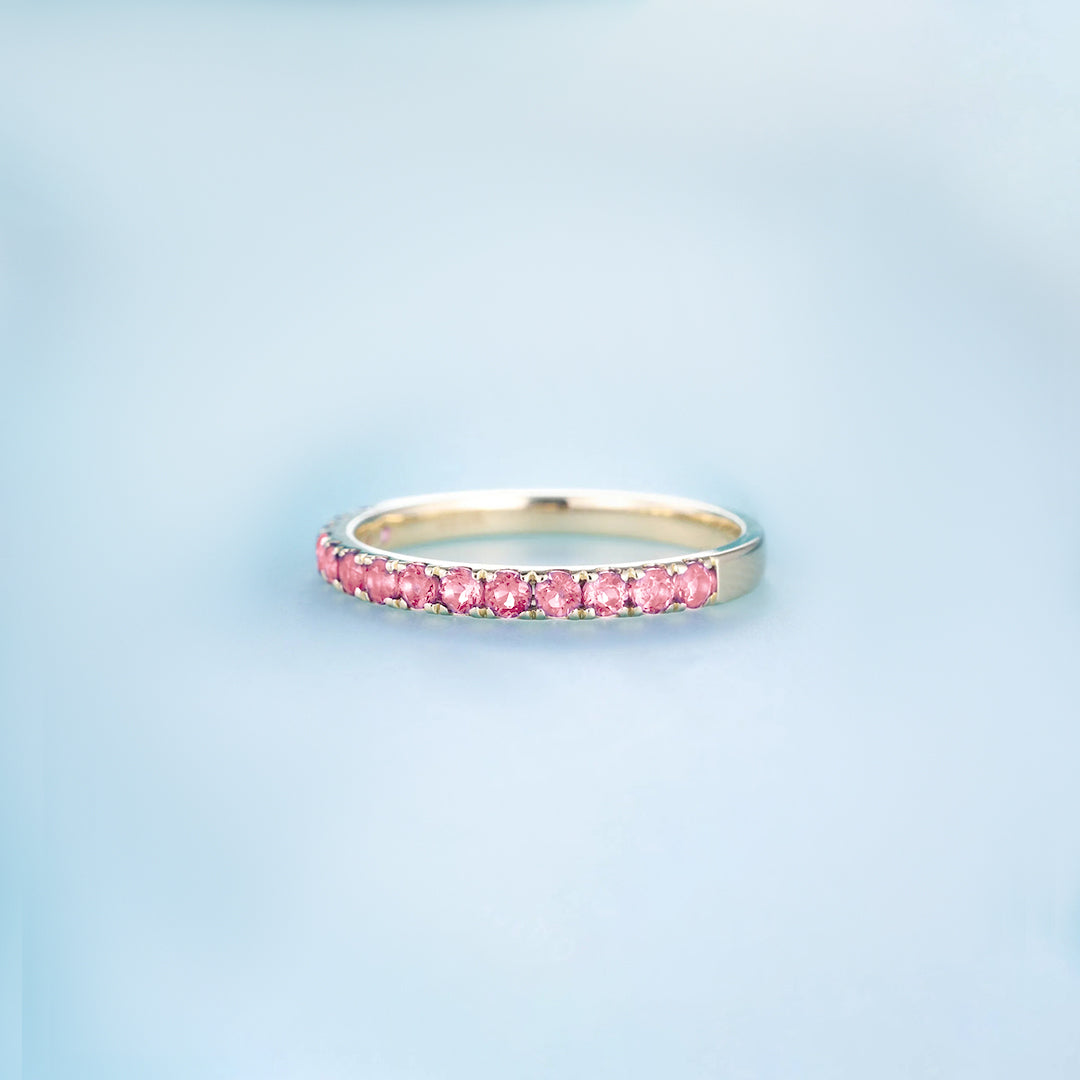 Breast Cancer Awareness Pink Half Eternity Ring