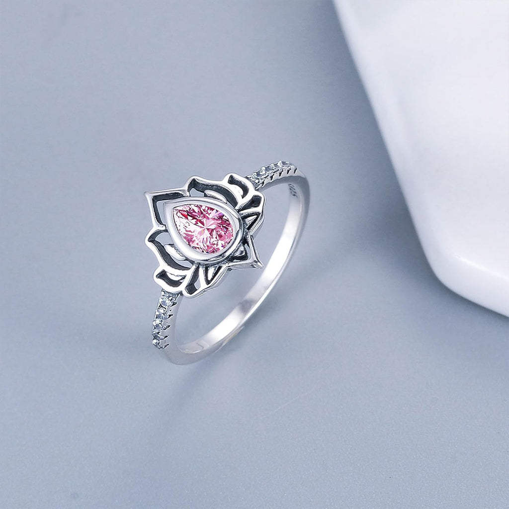 I Wear Pink For Myself To Defeat Breast Cancer pink Lotus Flower Rings