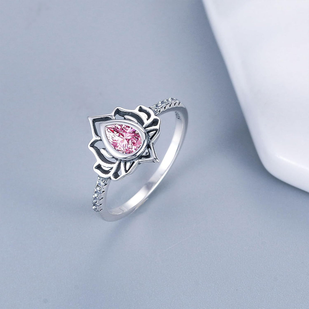 I Wear Pink For Myself To Defeat Breast Cancer pink Lotus Flower Rings