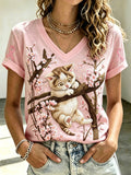 Women's Retro Breast Cancer Floral Print Top