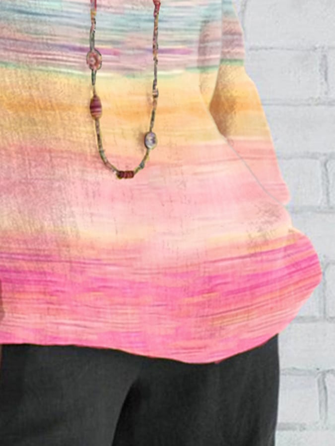 Women's Breast Cancer Awareness Print Crew Neck Loose Fit Shirt