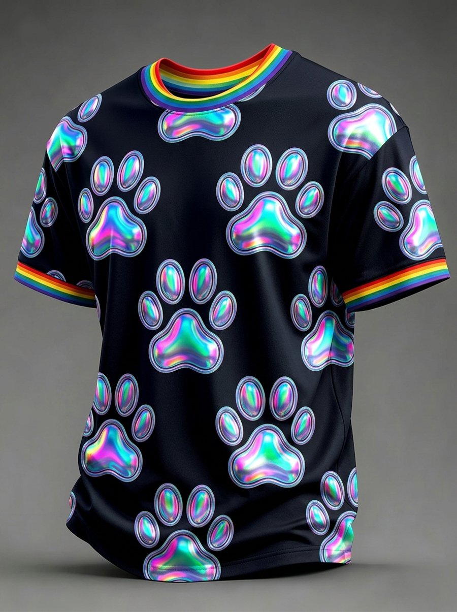 Men's Pride Month Cat Graphic Short-Sleeve T-Shirt