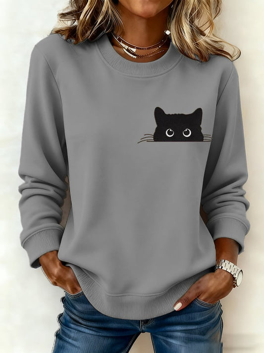 Women's Cat Casual Crew Neck Sweatshirt