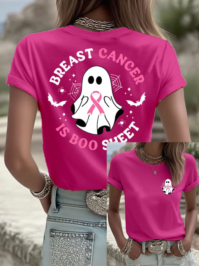 Women's Breast Cancer Print Casual T-shirt