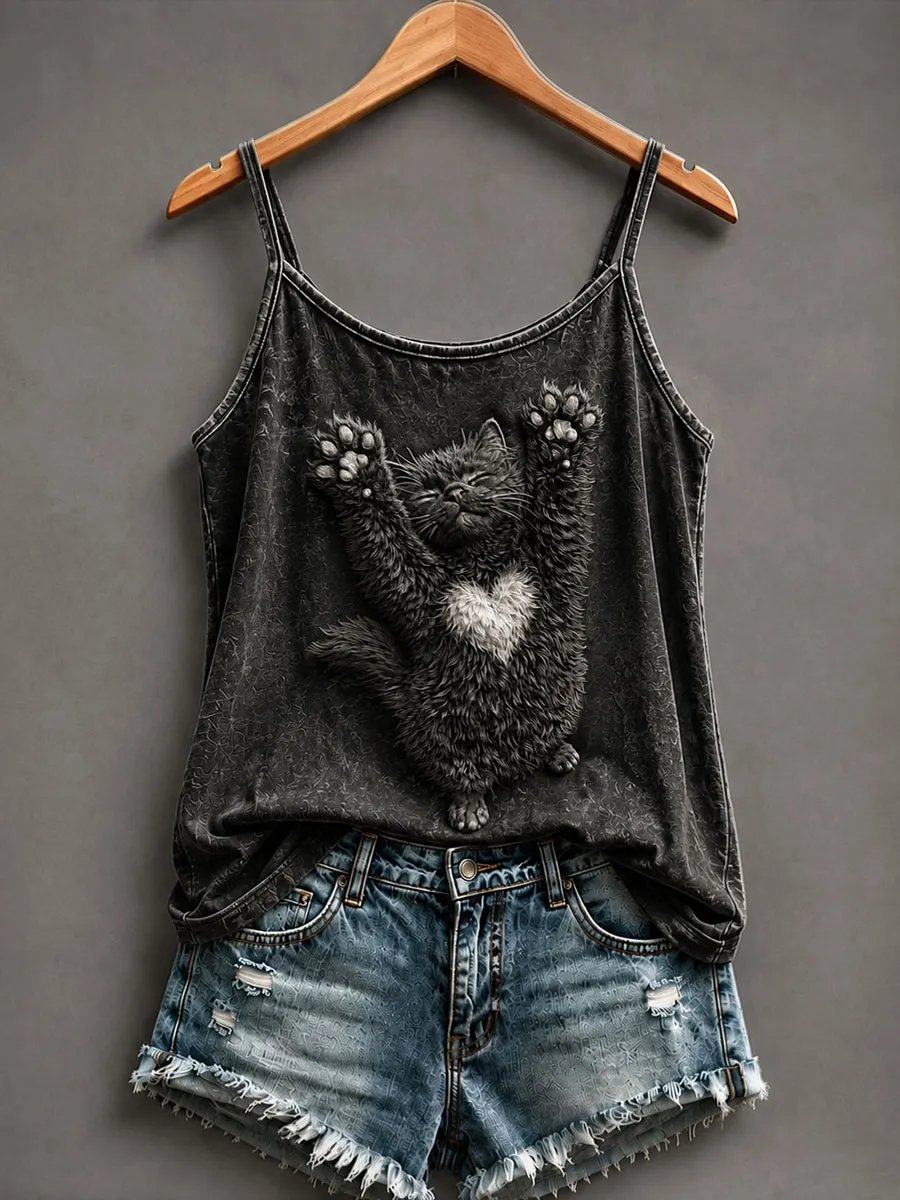 Women's Cat Print Cami Top