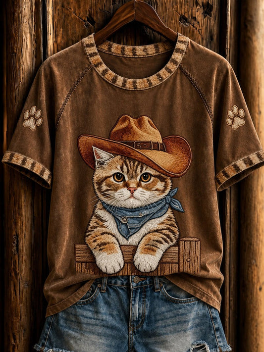 Women Casual Vintage Animal Print T-Shirt