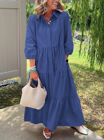 CLEARANCE🔥 Loose Cotton Linen Lapel Dress