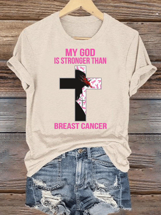 Women's  Faith & Strength: 'My God Is Stronger Than Breast Cancer' T-Shirt