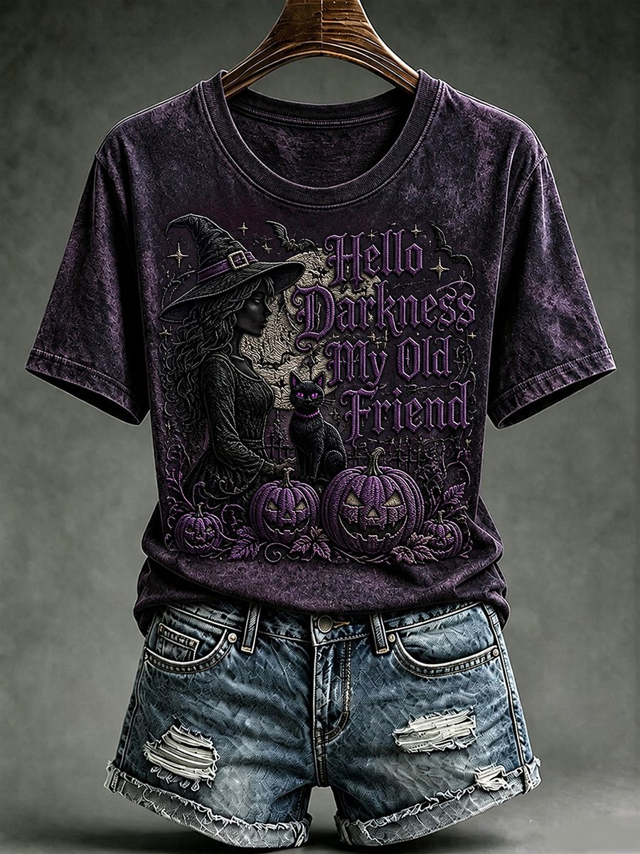 Women's Halloween Witch Print T-shirt