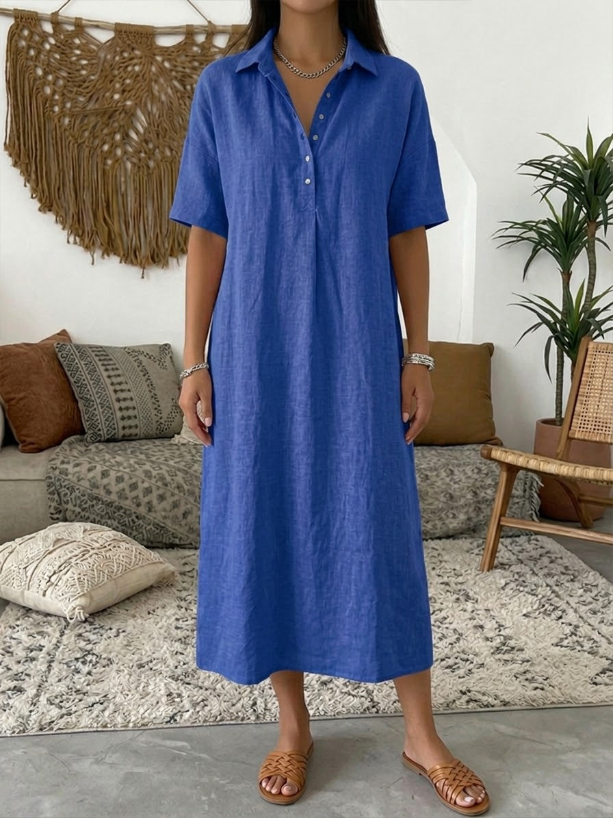 🌿Women’s Cotton Linen Polo Dress