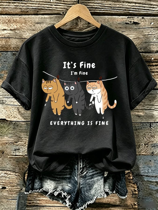 Women's “It's Fine I'm Fine Everything Is Fine” Casual T-Shirt