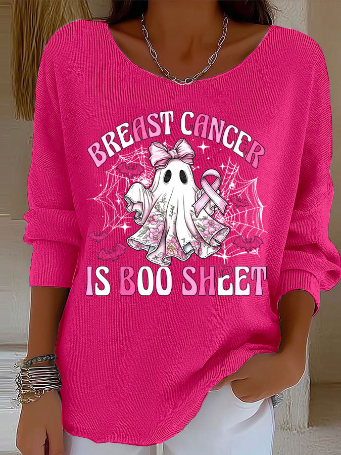 Women's Breast Cancer Print Knitted Top