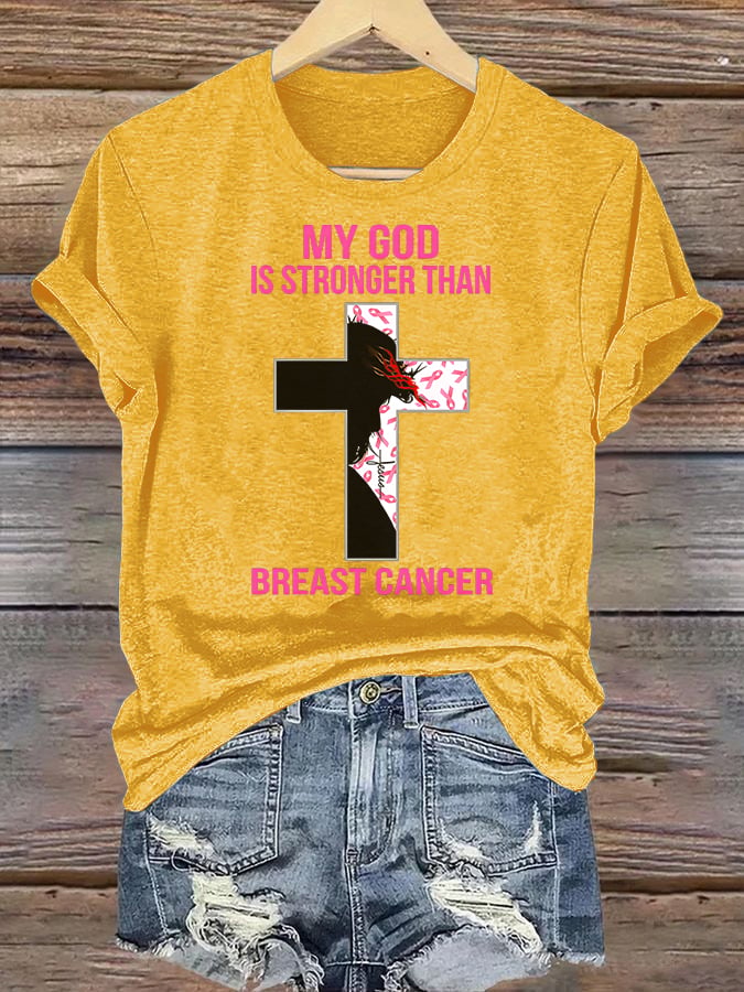 Women's  Faith & Strength: 'My God Is Stronger Than Breast Cancer' T-Shirt