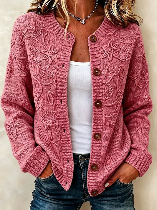 Women'S Casual Maple Leaf Knit Cardigan