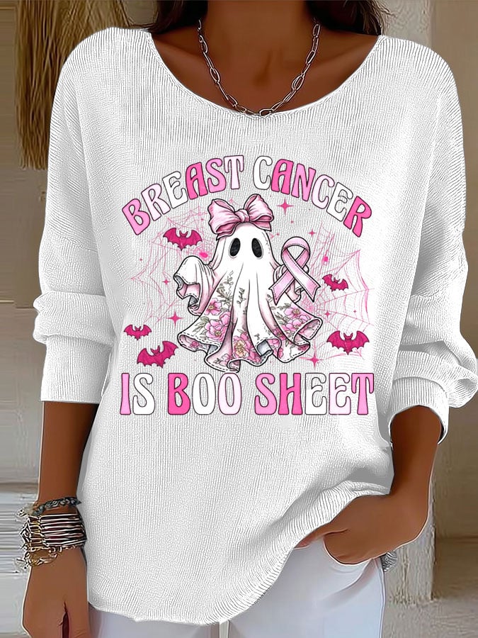 Women's Breast Cancer Print Knitted Top