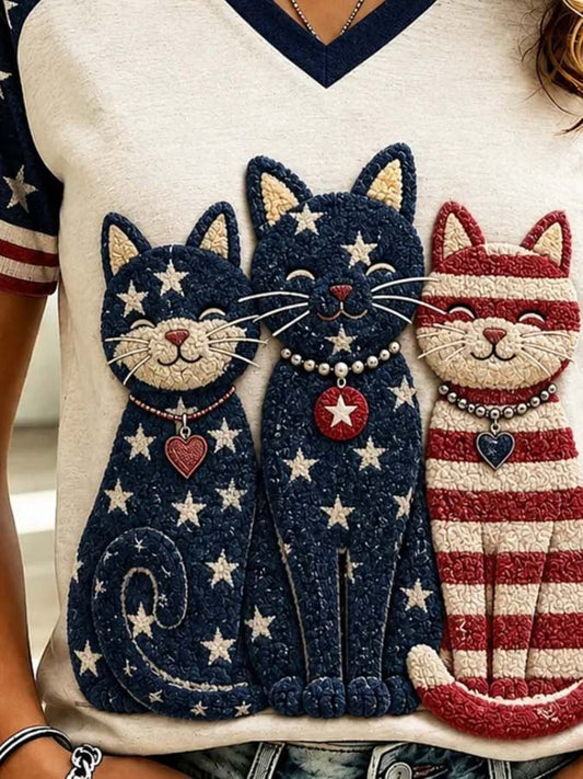 Women'S Casual Patriotic Print Top