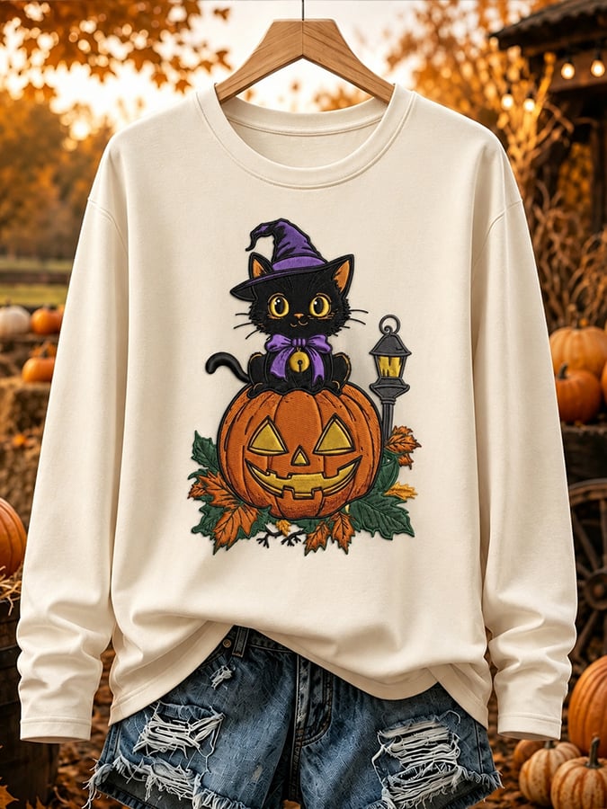 Women'S Halloween Print Crew Neck Top