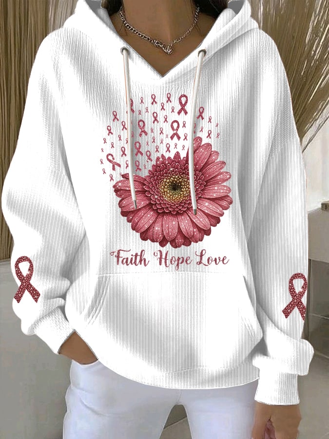 Women's Breast Cancer Awareness Print Comfort Hoodie