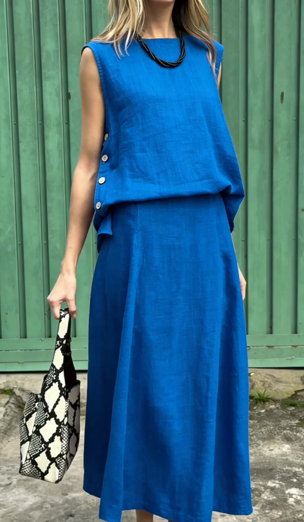 Women's Classic Sleeveless Linen Two-Piece Set