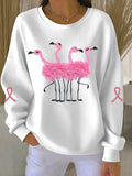 Women's Breast Cancer Print Knit Crew Neck Long Sleeve Top