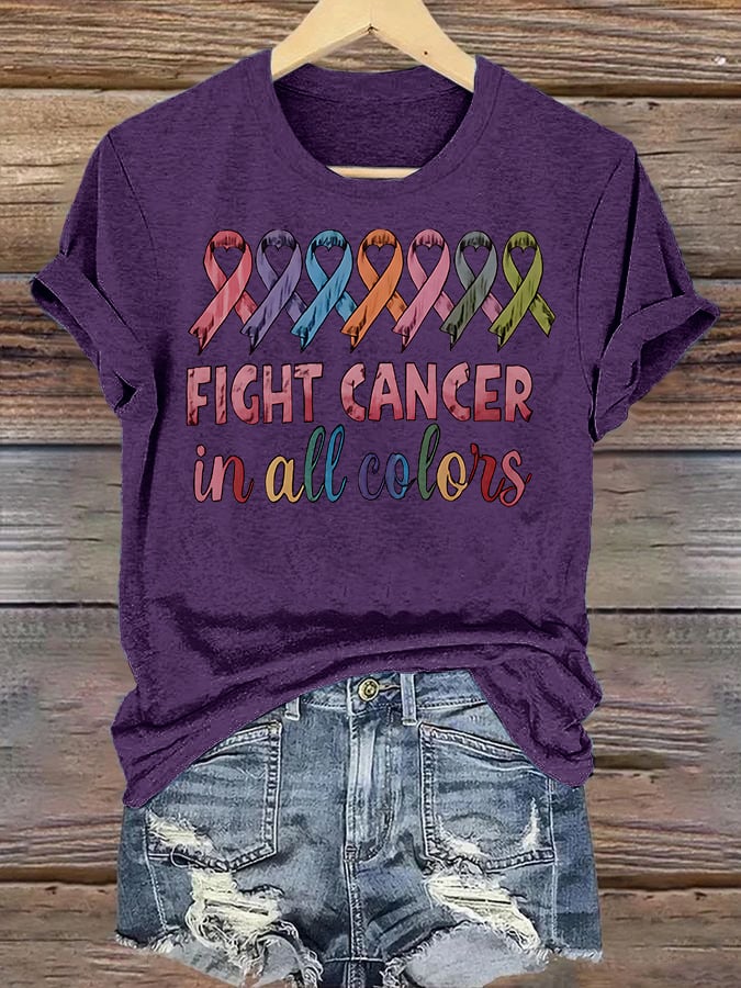 Women's  FIGHT CANCER in all colors  Print T-Shirt