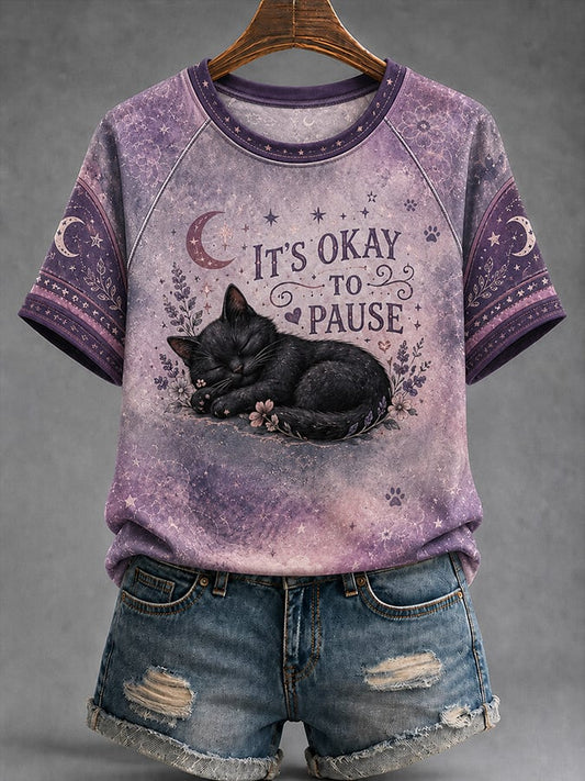 Women's Casual, Fun, Mental Health-Themed Graphic Short-Sleeve T-Shirt