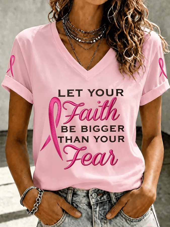 Women's Breast Cancer Awareness Print T-shirt
