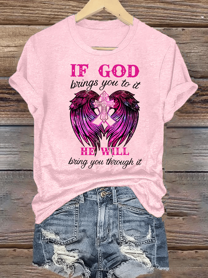 Women's  Faith & Strength: 'My God Is Stronger Than Breast Cancer' T-Shirt