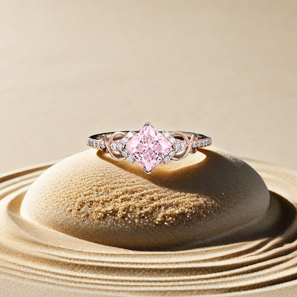 Breast Cancer Awareness- Cut Moissanite Ring