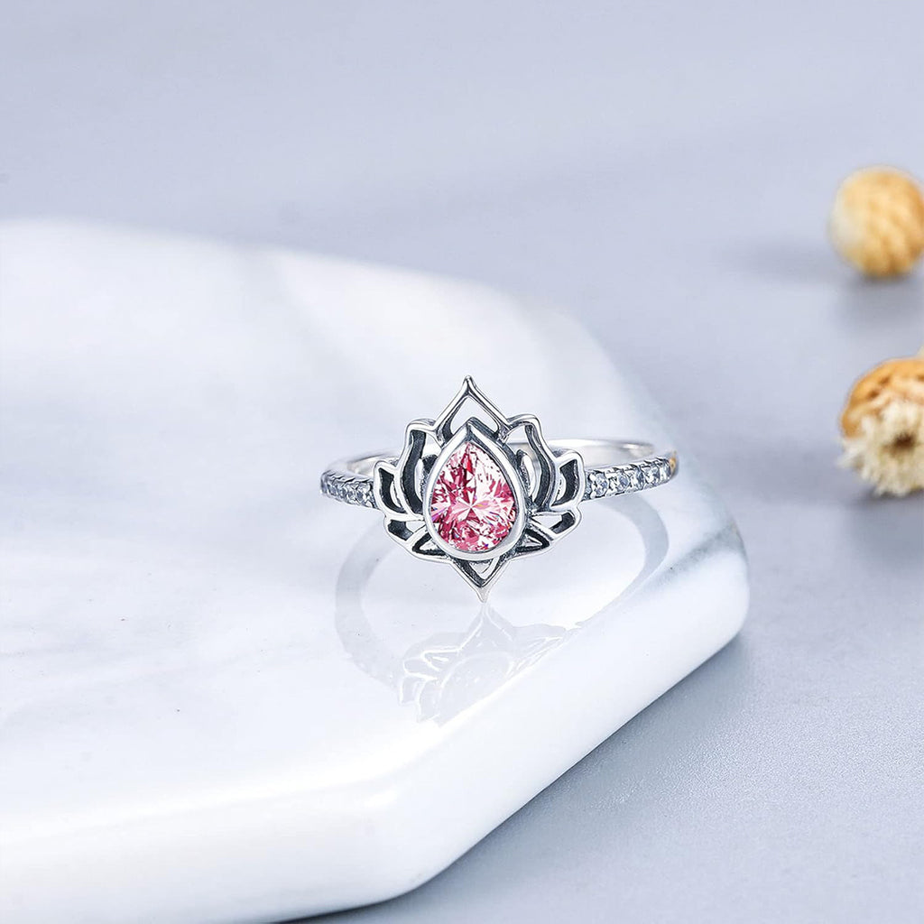 I Wear Pink For Myself To Defeat Breast Cancer pink Lotus Flower Rings