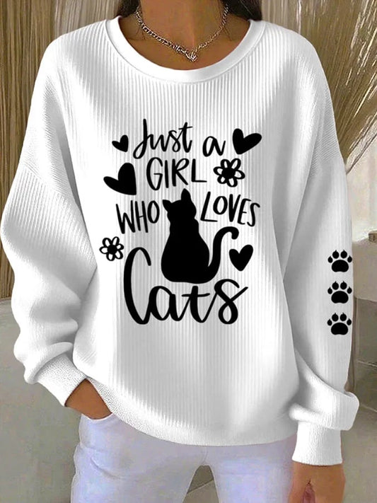 Women's Cute Cat Print Casual Sweatshirt
