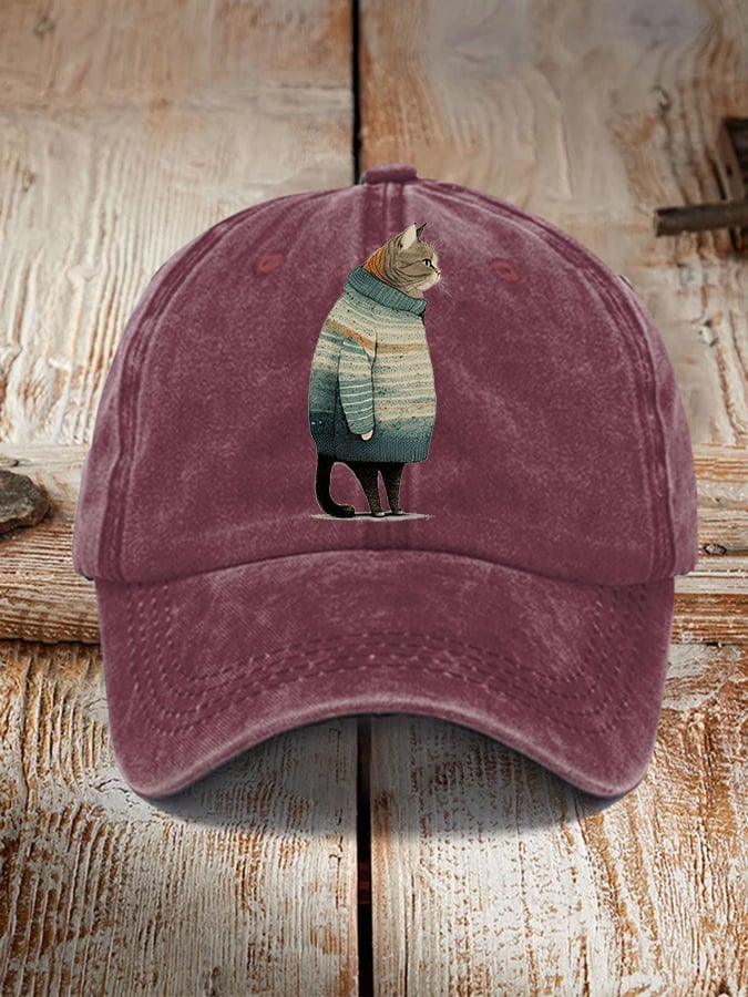 Winter Cat Print Hat