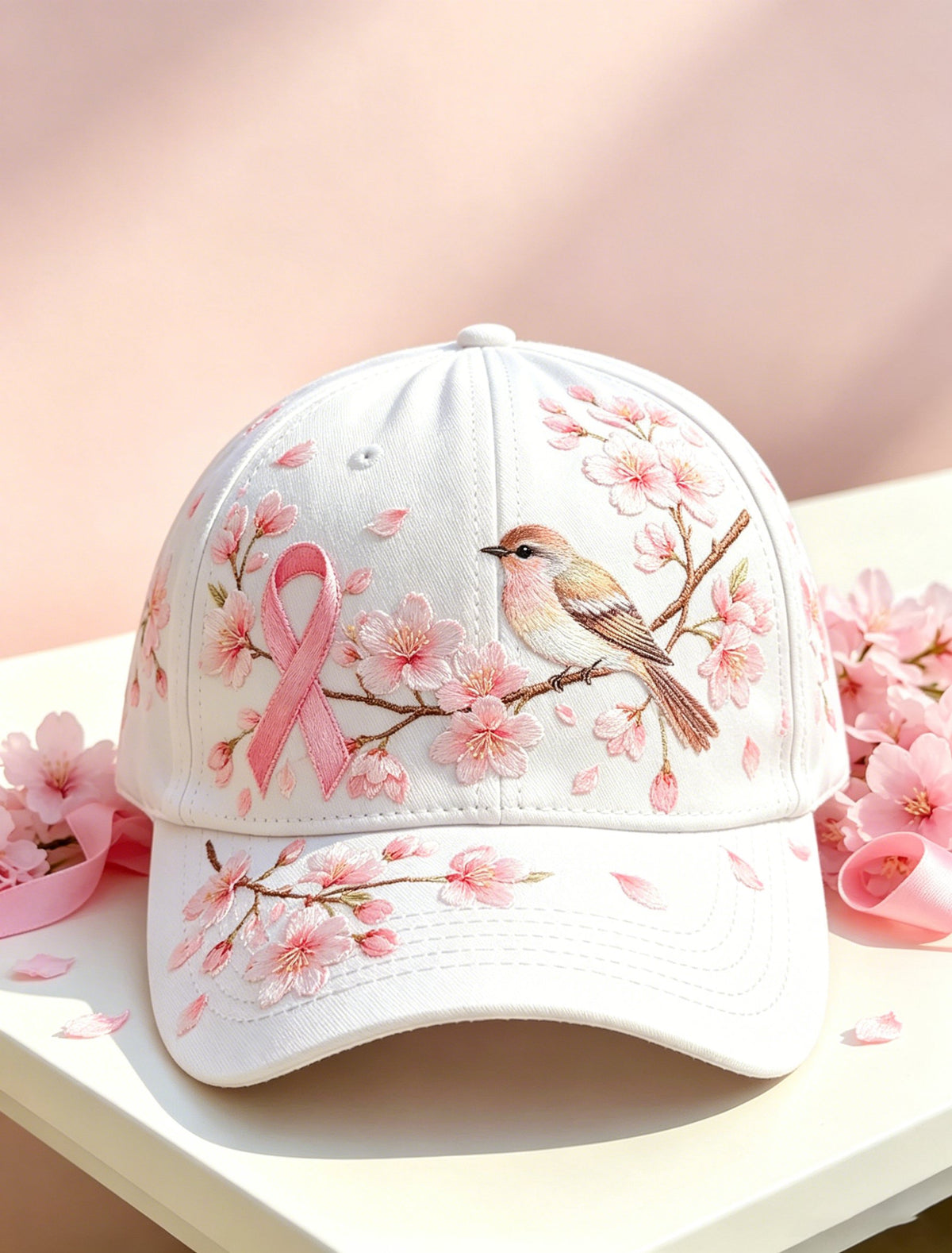 Pink Plaid Print Cap
