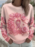 Women's Breast Cancer Pink Print Sweatshirt